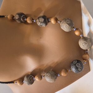 Ghana Earth-toned Clay Handpainted Wood multi-bead Necklace
